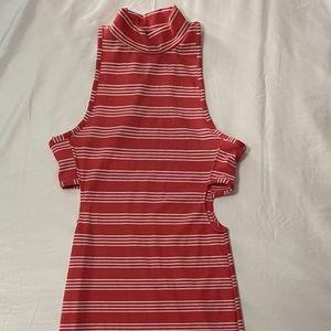 Racerback pink striped cut-out dress